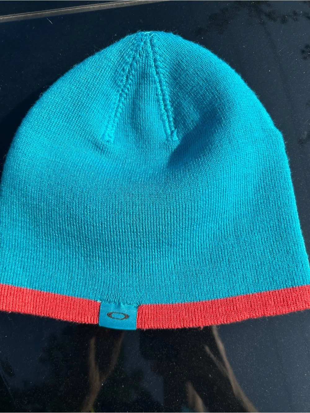 Oakley Kids Teal Beanie with Red Trim